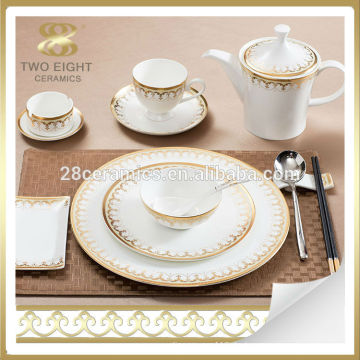 Bone china italienischen Stil Geschirr Set arabisch für 6 Personen mit Gold-Abziehbild